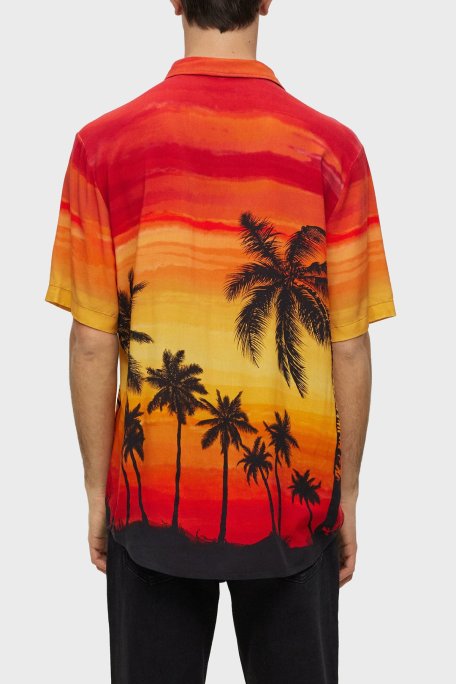 Hugo Desenli Apaş Yaka Relaxed Fit Erkek Gömlek 50490693 970 TURUNCU - Hugo (1)