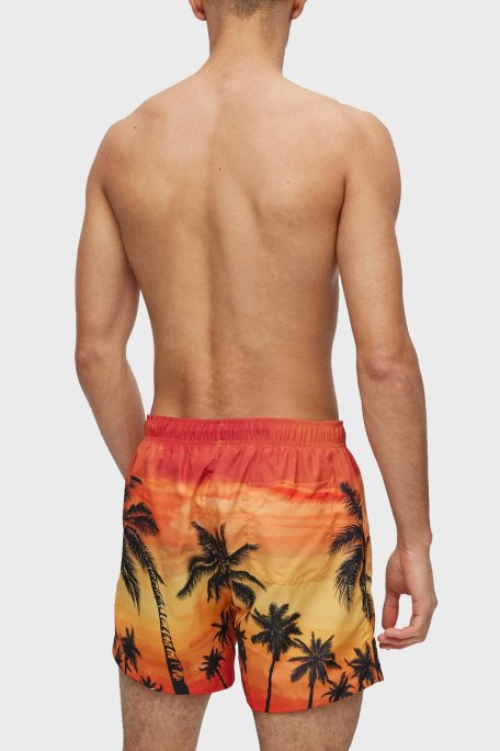 Hugo Desenli Deniz Şortu Hızlı Kuruyan Erkek Mayo Short 50491528 803 TURUNCU - Hugo (1)