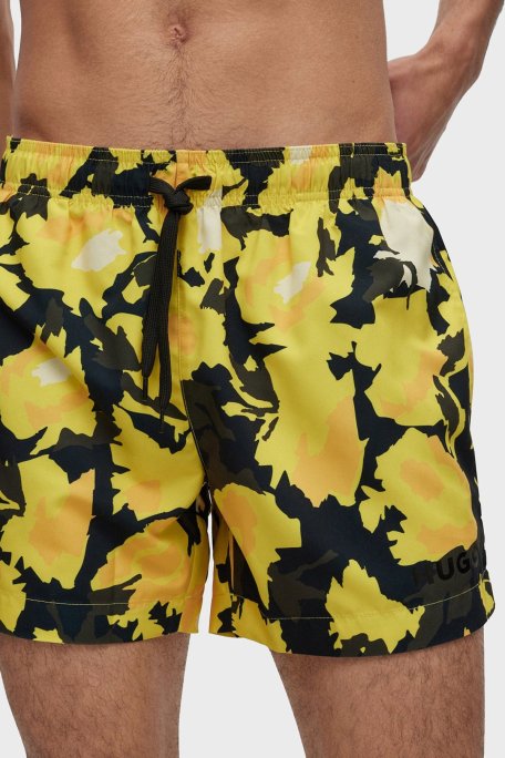 Hugo Desenli Deniz Şortu Hızlı Kuruyan Mayo Erkek Short 50491514 732 SARI-SİYAH - Hugo (1)