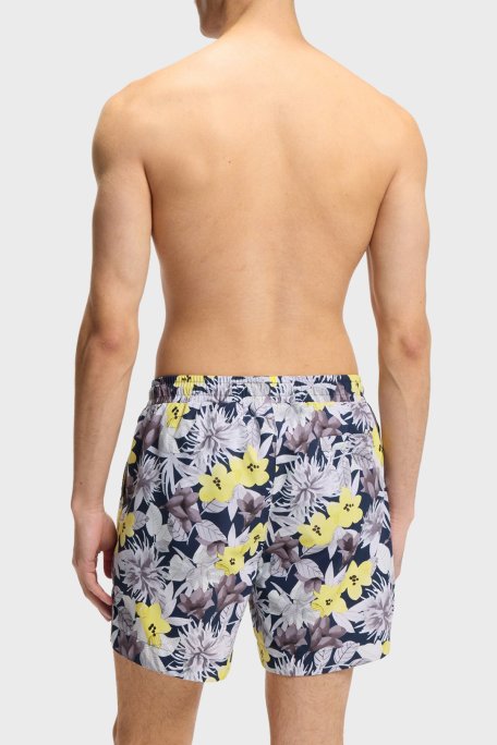 Hugo Desenli Hızlı Kuruyan Erkek Deniz Şortu 50510061 799 LACİVERT SARI - Hugo (1)