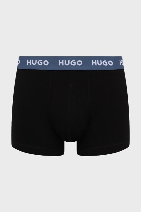 Hugo Desenli Streç Pamuklu 3 Pack Erkek Boxer 50532550 976 Mavi-Siyah - Hugo (1)