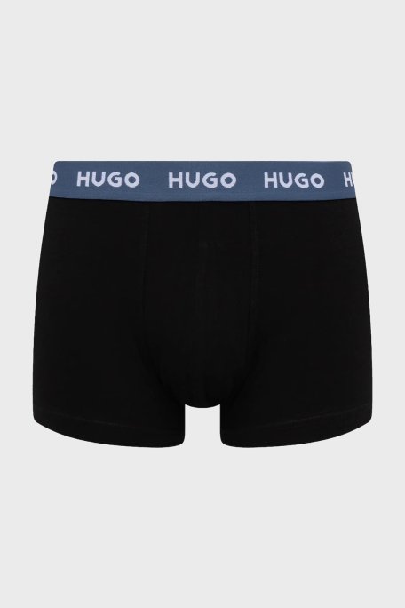 Hugo Desenli Streç Pamuklu 3 Pack Erkek Boxer 50532550 976 Mavi-Siyah - Hugo (1)