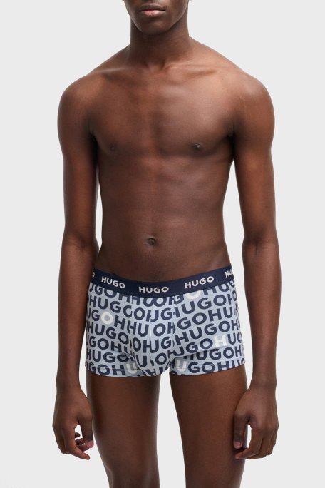Hugo Desenli Streç Pamuklu 3 Pack Erkek Boxer 50532550 984 MAVİ-LACİVERT - Hugo (1)