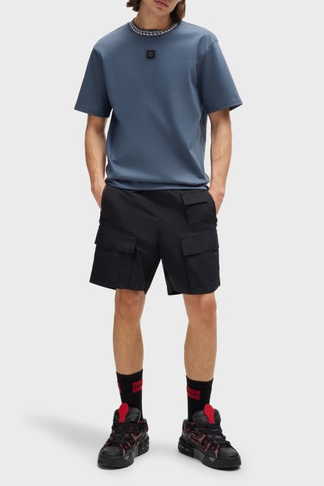 Hugo İnterlok Pamuklu Relaxed Fit Bisiklet Yaka Erkek T Shirt 50510035 462 MAVİ - Hugo (1)