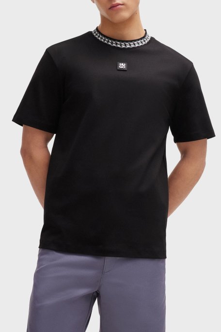 Hugo İnterlok Pamuklu Relaxed Fit Erkek T Shirt 50510035 001 SİYAH - Hugo