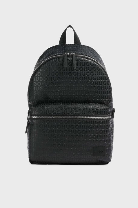 Hugo Jakarlı Logo Baskılı Ayarlanabilir Çift Askılı Erkek Sırt Çantası 50547252 001 SİYAH - Hugo