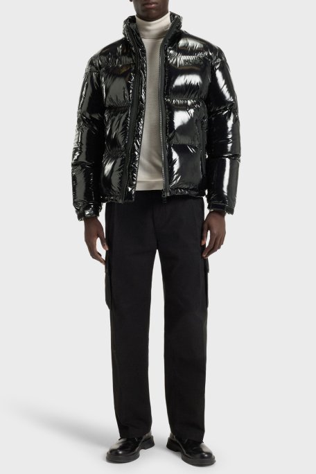 Hugo Kapitoneli Regular Fit Dik Yaka Su İtici Parlak Şişme Erkek Mont 50549251 001 SİYAH - Hugo (1)