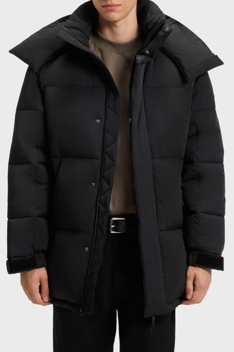 Hugo Kapitoneli Regular Fit Kapüşonlu Su İtici Erkek Mont 50547890 001 SİYAH - Hugo