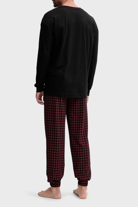 Hugo Kareli Pamuklu Relaxed Fit Uzun Kollu Erkek Pijama Takımı 50550098 961 SİYAH - Hugo (1)