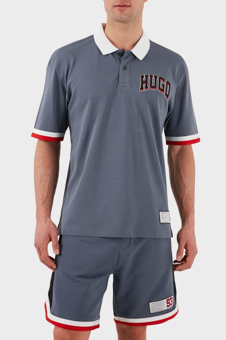 Hugo Logo Baskılı Pamuklu Regular Fit Düğmeli Erkek Polo Yaka T Shirt 50510183 462 MAVİ - Hugo