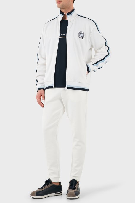 Hugo Logo Baskılı Pamuklu Regular Fit Şerit Detaylı Dik Yaka Erkek Sweat 50510098 100 BEYAZ - Hugo (1)