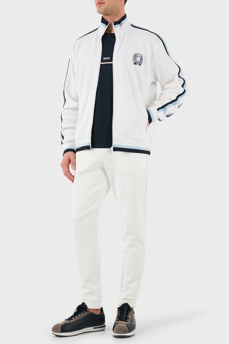 Hugo Logo Baskılı Pamuklu Regular Fit Şerit Detaylı Dik Yaka Erkek Sweat 50510098 100 BEYAZ - Hugo (1)