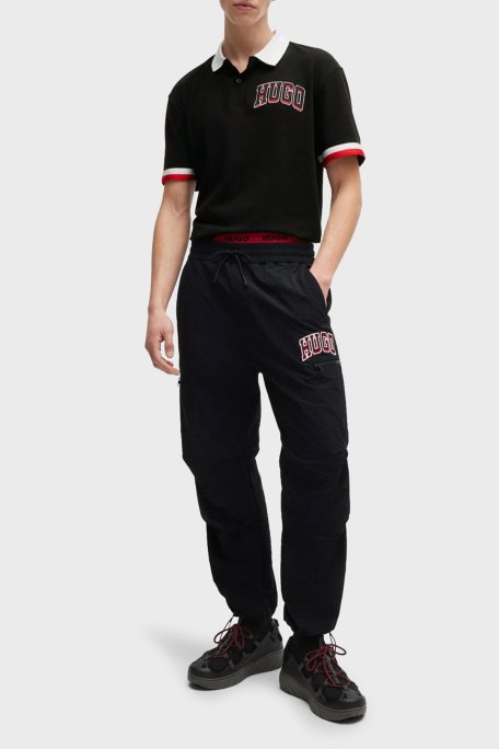 Hugo Logo Baskılı Pamuklu Relaxed Fit Düğmeli Erkek Polo Yaka T Shirt 50510183 001 SİYAH - Hugo (1)