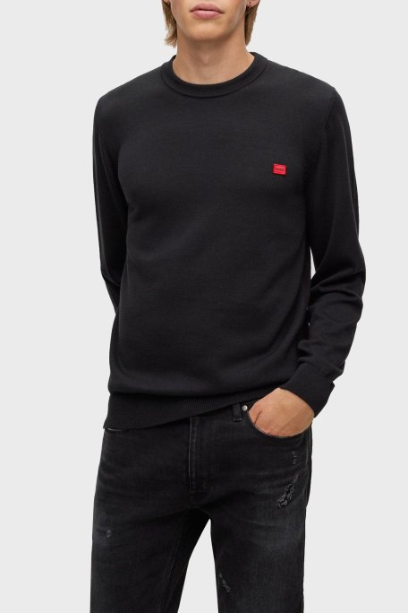 Hugo Logolu Bisiklet Yaka Regular Fit % 100 Pamuk Erkek Kazak 50475083 001 SİYAH - Hugo