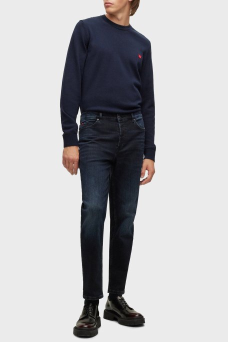 Hugo Logolu Bisiklet Yaka Regular Fit % 100 Pamuk Erkek Kazak 50475083 410 LACİVERT - Hugo (1)