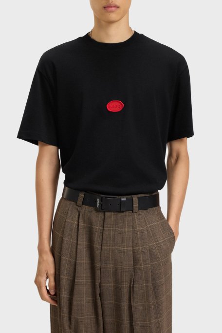 Hugo Logolu Pamuklu Relaxed Fit Bisiklet Yaka Erkek T Shirt 50546716 001 SİYAH - Hugo