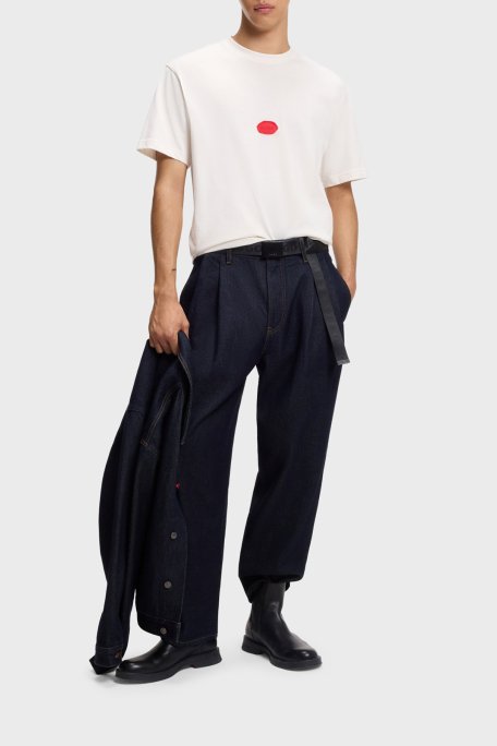 Hugo Logolu Pamuklu Relaxed Fit Bisiklet Yaka Erkek T Shirt 50546716 102 BEYAZ - Hugo (1)