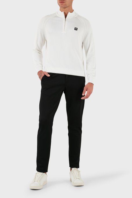 Hugo Logolu Regular Fit Yarım Fermuarlı Dik Yaka Erkek Kazak 50543786 102 BEYAZ - Hugo (1)