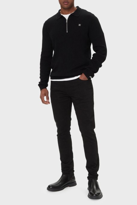 Hugo Logolu Regular Fit Yarım Fermuarlı Polo Yaka Erkek Kazak 50524556 001 SİYAH - Hugo (1)