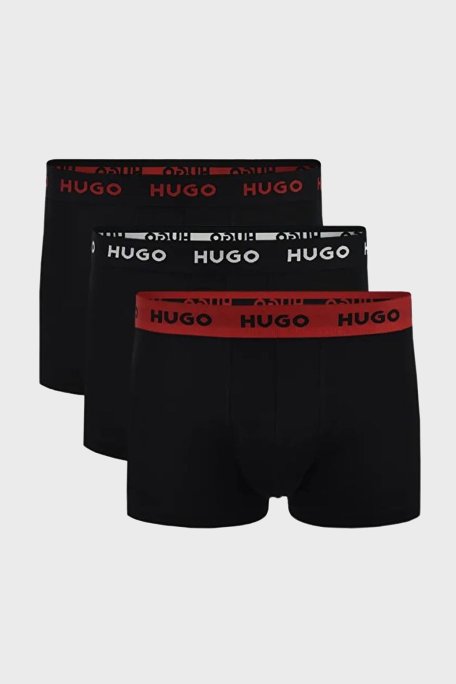 Hugo Logolu Streç Pamuklu 3 Pack Erkek Boxer 50532611 010 SİYAH - Hugo