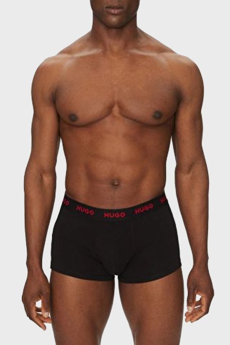 Hugo Logolu Streç Pamuklu 3 Pack Erkek Boxer 50532611 010 SİYAH - Hugo (1)
