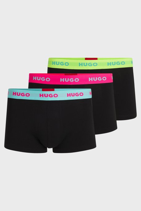 Hugo Logolu Streç Pamuklu 3 Pack Erkek Boxer 50532611 730 SİYAH - Hugo