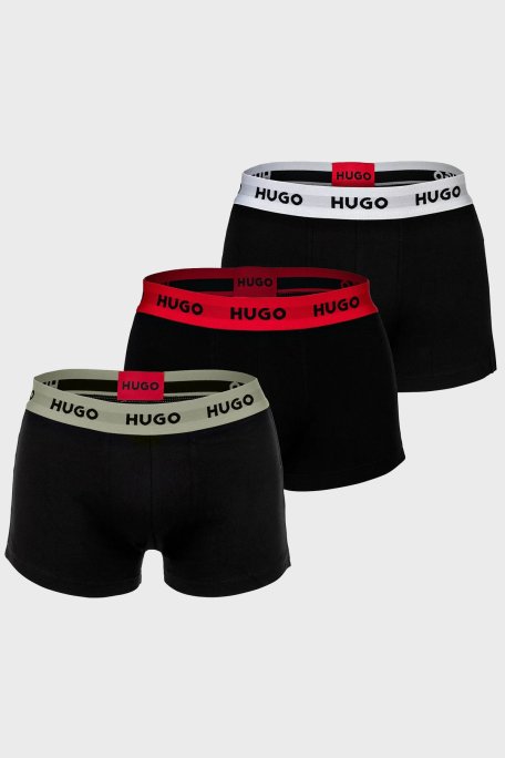 Hugo Logolu Streç Pamuklu 3 Pack Erkek Boxer 50532611 977 SİYAH - Hugo