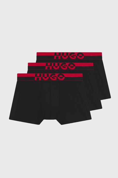 Hugo Logolu Streç Pamuklu 3 Pack Erkek Boxer 50545667 001 SİYAH - Hugo