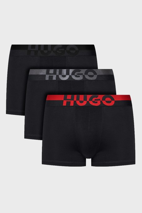 Hugo Logolu Streç Pamuklu 3 Pack Erkek Boxer 50545667 002 SİYAH - Hugo