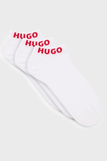 Hugo Logolu Streç Pamuklu 3 Pack Erkek Çorap 50516405 100 BEYAZ-KIRMIZI - Hugo