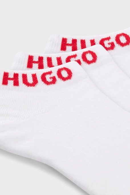Hugo Logolu Streç Pamuklu 3 Pack Erkek Çorap 50516405 100 BEYAZ-KIRMIZI - Hugo (1)