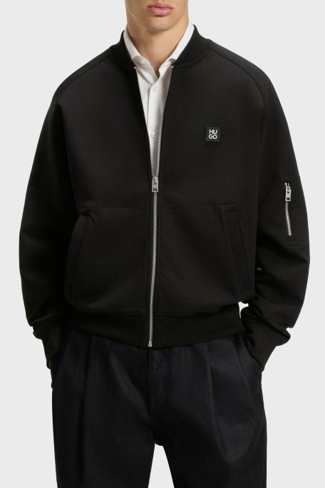 Hugo Logolu Streç Pamuklu Oversize Fit Kolej Yaka Erkek Sweat 50542590 001 SİYAH - Hugo