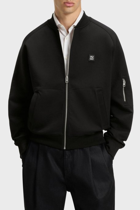 Hugo Logolu Streç Pamuklu Oversize Fit Kolej Yaka Erkek Sweat 50542590 001 SİYAH - Hugo