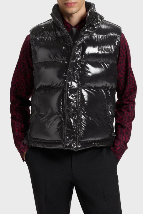 Hugo Logolu Su İtici Regular Fit Parlak Şişme Erkek Yelek 50547981 001 SİYAH - Hugo