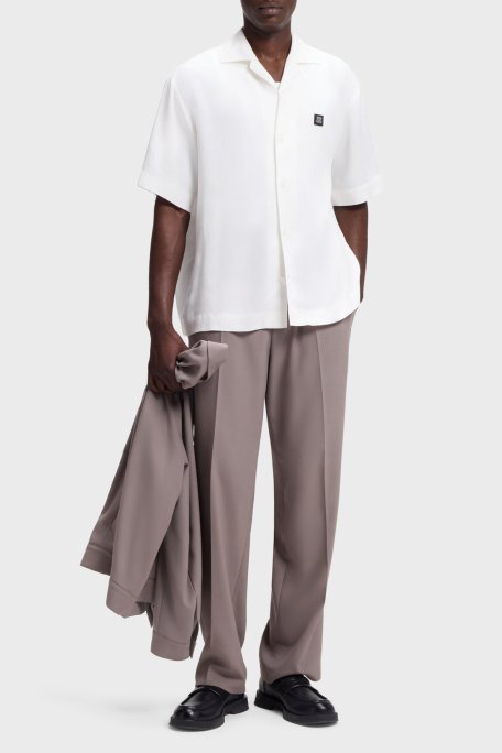 Hugo Oversize Fit Logolu Klasik Yaka Kısa Kollu Erkek Gömlek 50560593 102 EKRU - Hugo (1)