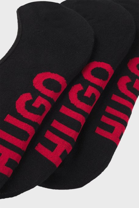 Hugo Pamuklu Büyük Logolu 3 Pack Erkek Çorap 50541589 001 SİYAH - Hugo (1)