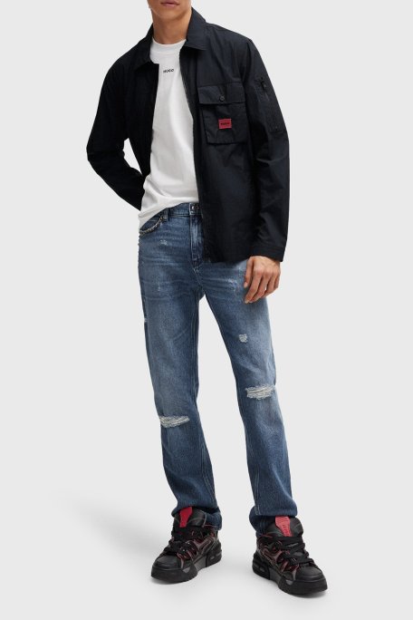 Hugo Pamuklu Fermuarlı Oversize Fit Erkek Gömlek 50482701 001 SİYAH - Hugo (1)