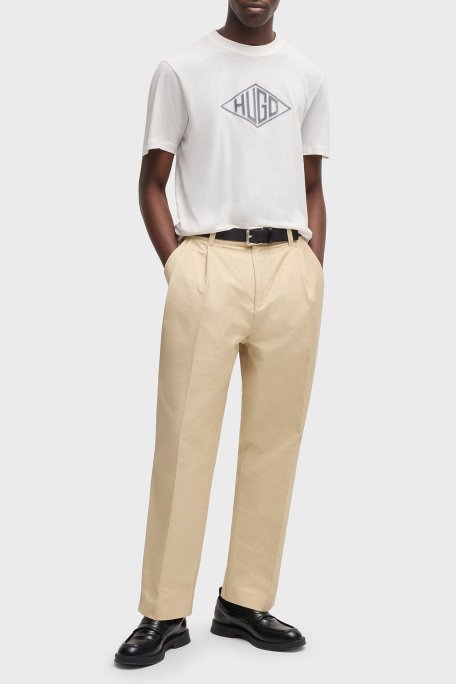 Hugo Pamuklu Geometrik Logo Nakışlı Regular Fit Bisiklet Yaka Erkek T Shirt 50534934 102 BEYAZ - Hugo (1)