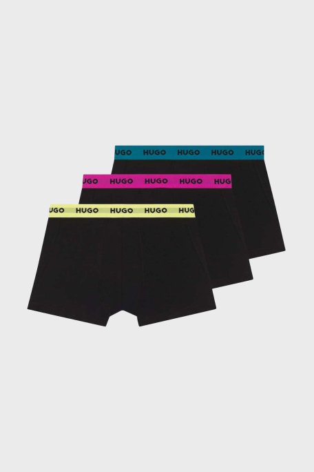 Hugo Pamuklu Logolu 3 Lü Erkek Boxer 50532611 008 SİYAH SİYAH SİYAH - Hugo