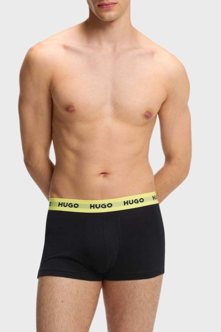 Hugo Pamuklu Logolu 3 Lü Erkek Boxer 50532611 008 Siyah-Siyah-Siyah - Hugo (1)