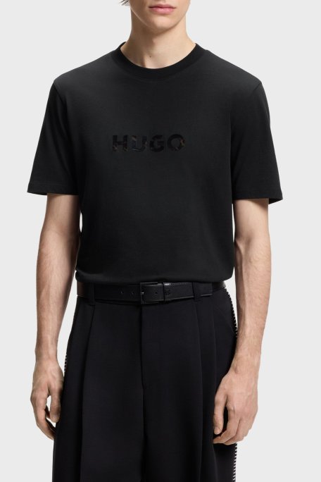 Hugo Pamuklu Regular Fit Logolu Bisiklet Yaka Erkek T Shirt 50557437 001 SİYAH - Hugo