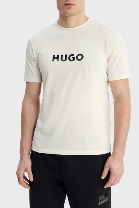 Hugo Pamuklu Regular Fit Logolu Bisiklet Yaka Erkek T Shirt 50557437 102 EKRU - Hugo