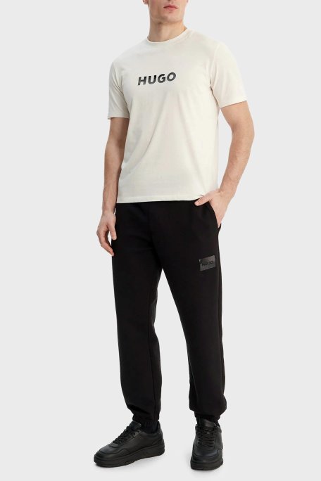 Hugo Pamuklu Regular Fit Logolu Bisiklet Yaka Erkek T Shirt 50557437 102 EKRU - Hugo (1)