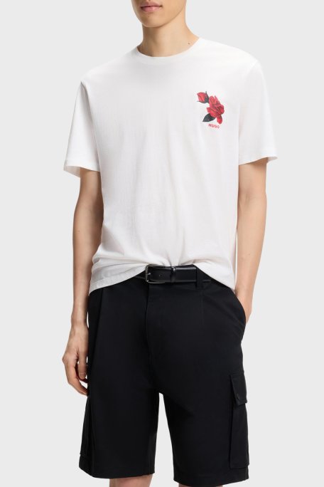 Hugo Pamuklu Relaxed Fit Baskılı Bisiklet Yaka Erkek T Shirt 50564024 102 EKRU - Hugo