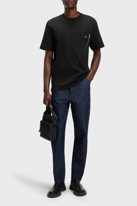 Hugo Pamuklu Relaxed Fit Fermuarlı Tek Cepli Bisiklet Yaka Erkek T Shirt 50542566 001 SİYAH - Hugo (1)