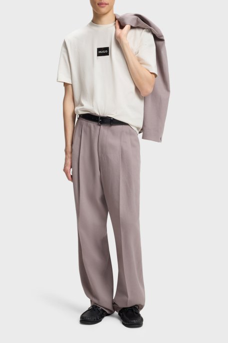 Hugo Pamuklu Relaxed Fit Logolu Bisiklet Yaka Erkek T Shirt 50557445 102 EKRU - Hugo (1)