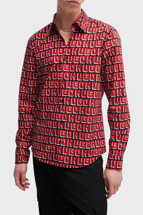 Hugo Pamuklu Slim Fit Erkek Gömlek 50519638 693 KIRMIZI - Hugo