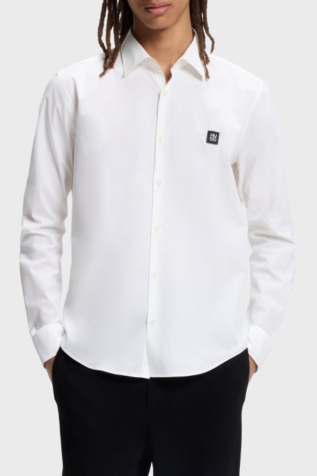 Hugo Pamuklu Slim Fit Logolu Klasik Yaka Uzun Kollu Erkek Gömlek 50505315 102 EKRU - Hugo