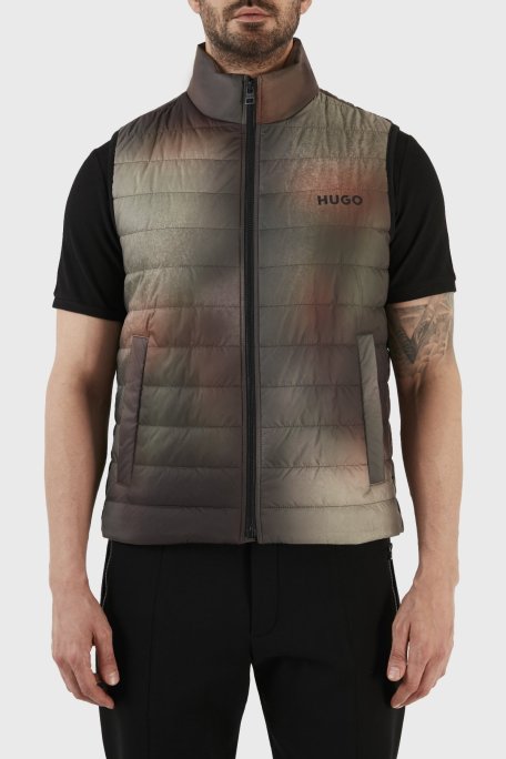 Hugo Regular Fit Fermuarlı Dik Yaka Şişme Erkek Yelek 50485247 960 HAKİ - Hugo