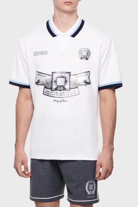 Hugo Relaxed Fit Logo Desenli Düğmeli Erkek Polo Yaka T Shirt 50516088 100 BEYAZ - Hugo